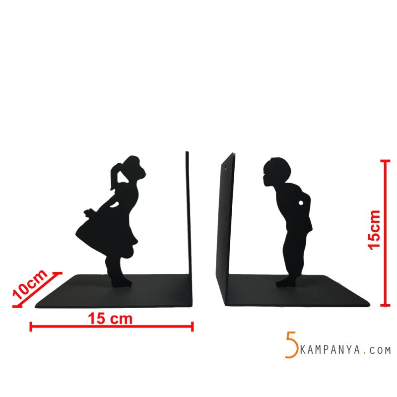 Kız ve Erkek Çocuk Figürlü Metal Kitap Tutucu