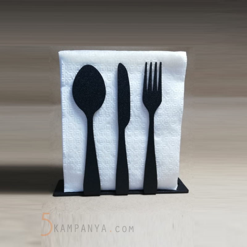 Çatal Kaşık Bıçak Figürlü Dekoratif Metal Peçetelik