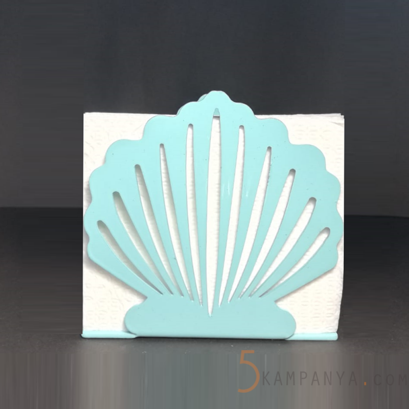 İstiridye Figürlü Dekoratif Turkuaz Metal Peçetelik