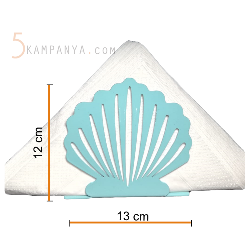 İstiridye Figürlü Dekoratif Turkuaz Metal Peçetelik