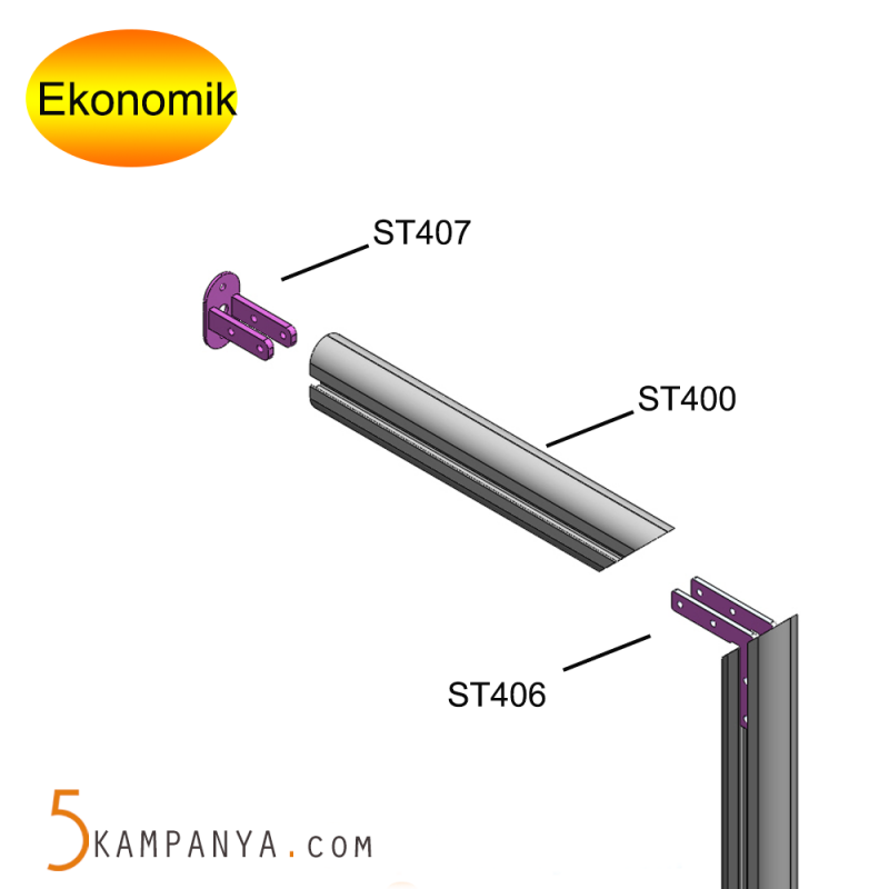 Giyinme Odası F Tipi Duvar Dikmesi,  INOX Eloksal