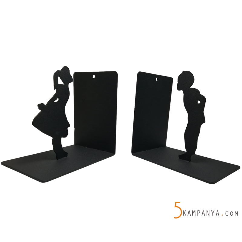 Kız ve Erkek Çocuk Figürlü Metal Kitap Tutucu