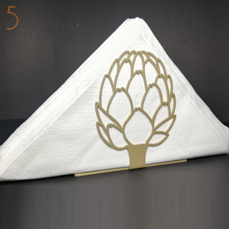 Enginar Figürlü Dekoratif Gold (Altın Rengi) Metal Peçetelik 