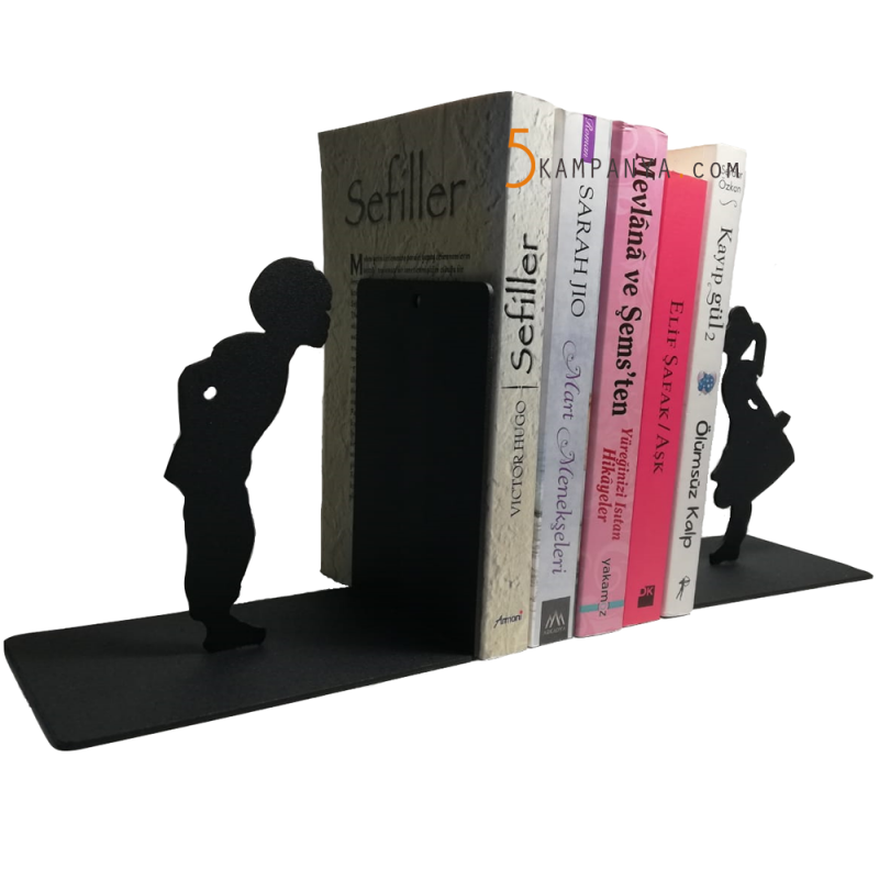 Kız ve Erkek Çocuk Figürlü Metal Kitap Tutucu