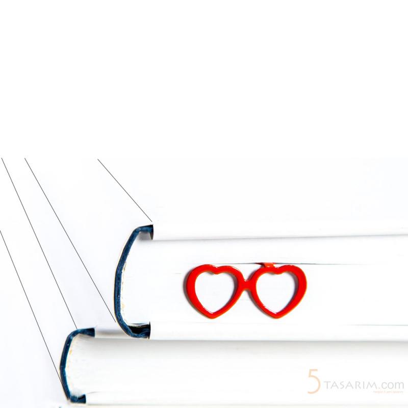 Hediyelik Kalpli Kitap Ayracı