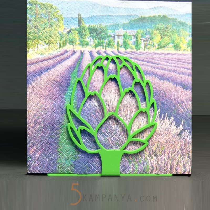 Enginar Figürlü Dekoratif Yeşil Metal Peçetelik