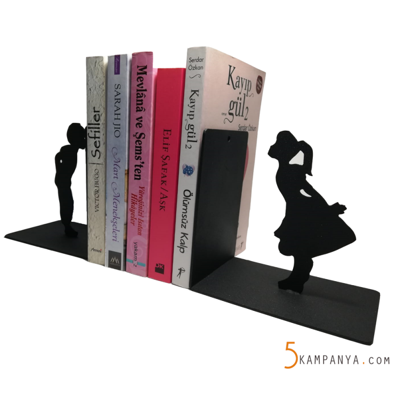 Kız ve Erkek Çocuk Figürlü Metal Kitap Tutucu