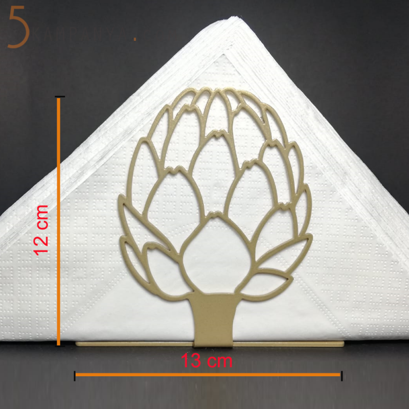 Enginar Figürlü Dekoratif Gold (Altın Rengi) Metal Peçetelik 