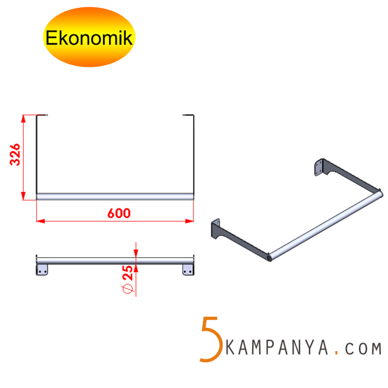 Giyinme Odası U Tipi Askı Taşıyıcı Duvara Sabitlenebilen