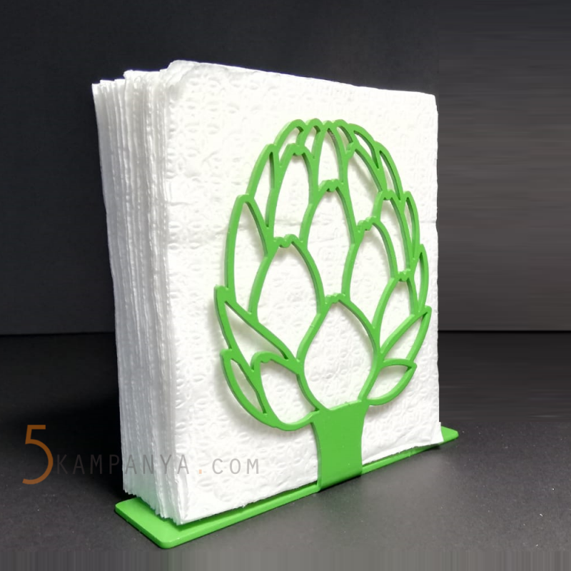 Enginar Figürlü Dekoratif Yeşil Metal Peçetelik