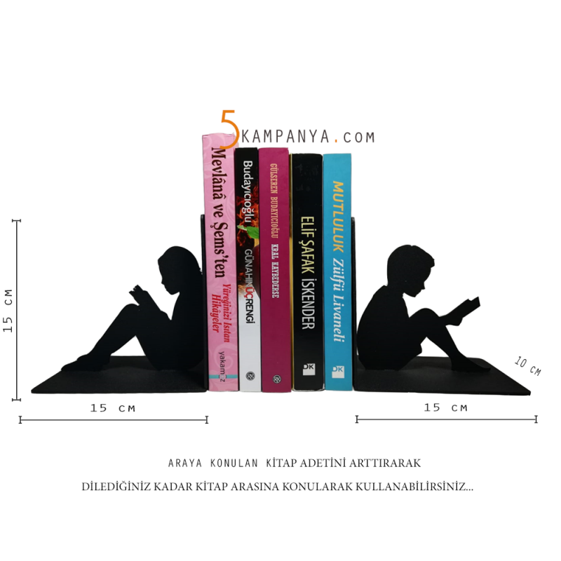 Kitap Okuyan Çocuklar Temali Kitap Tutucu Metal Destekleri