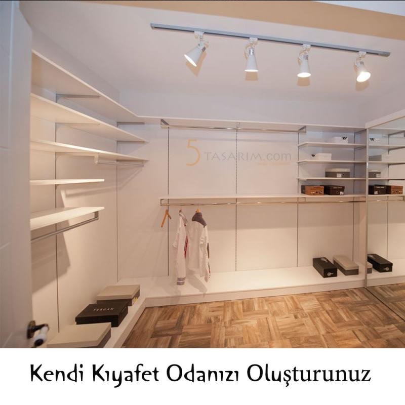 Giyinme Odası Askı Borulu Raf Taşıyıcıları 100 cm