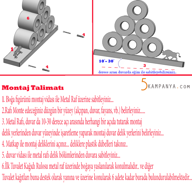 Dekoratif Tuvalet Kağıtlığı Rafı