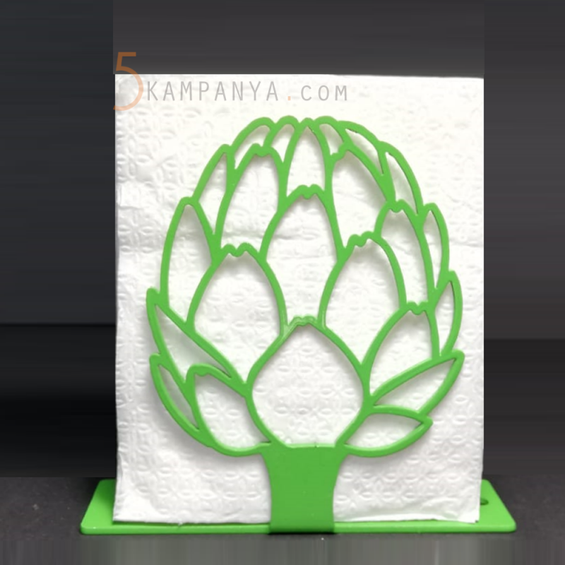 Enginar Figürlü Dekoratif Yeşil Metal Peçetelik