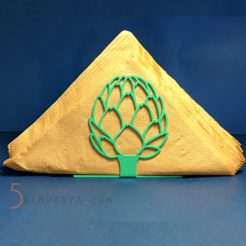 Enginar Figürlü Dekoratif Yeşil Metal Peçetelik