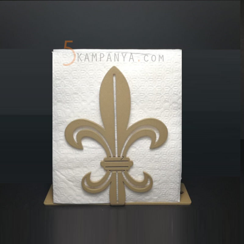 Zambak Figürlü Dekoratif Gold (Altın Rengi) Metal Peçetelik	