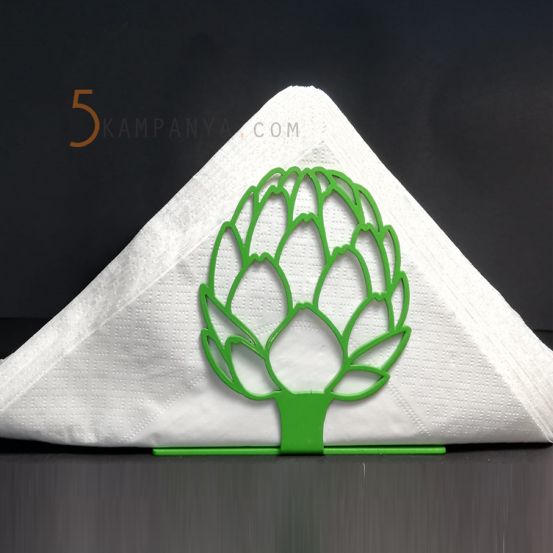 Enginar Figürlü Dekoratif Yeşil Metal Peçetelik