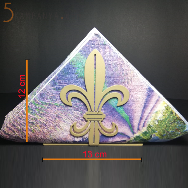 Zambak Figürlü Dekoratif Gold (Altın Rengi) Metal Peçetelik	