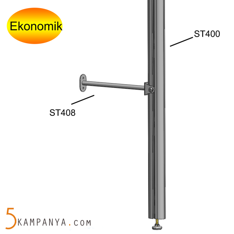 Giyinme Odası F Tipi Duvar Dikmesi,  INOX Eloksal