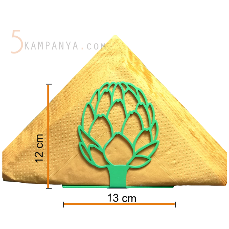 Enginar Figürlü Dekoratif Yeşil Metal Peçetelik