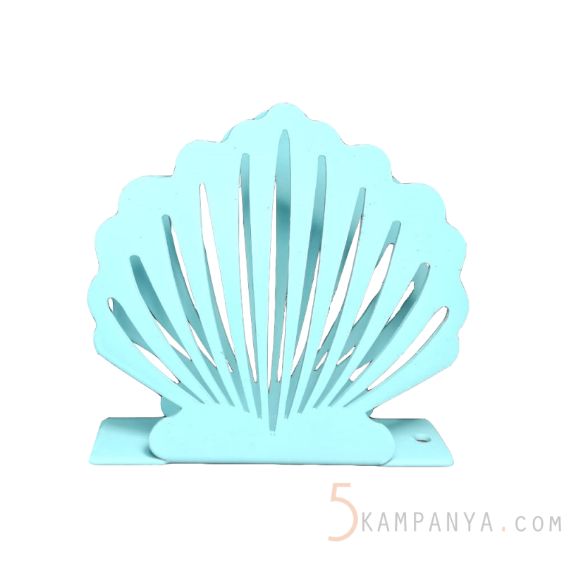 İstiridye Figürlü Dekoratif Turkuaz Metal Peçetelik