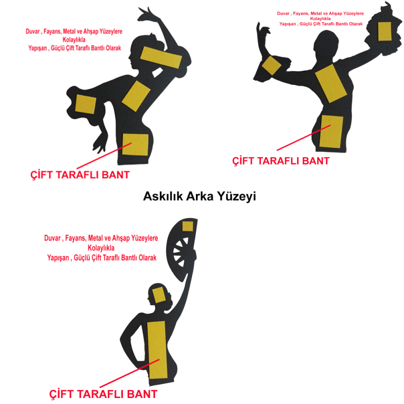 Dekoratif Mutfak Elbezi Askısı 3 lü Set
