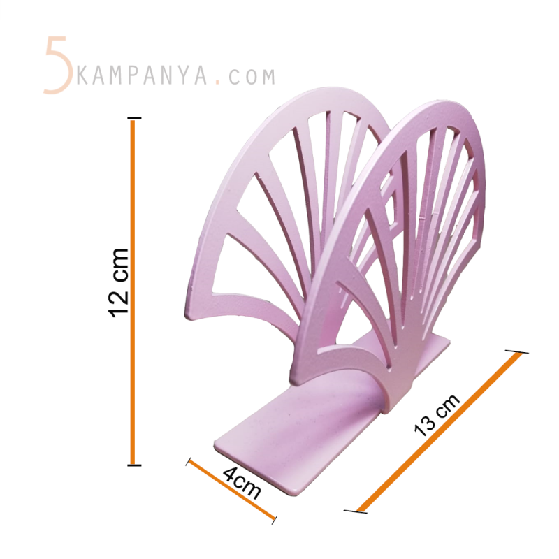 Yelpaze Figürlü Dekoratif Pembe Metal Peçetelik	