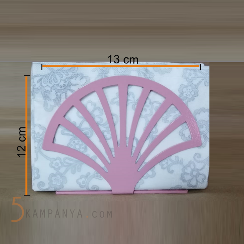 Yelpaze Figürlü Dekoratif Pembe Metal Peçetelik	